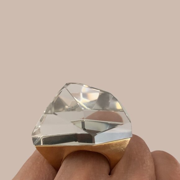 H.STERN By Diane Von Furstenberg Geometric Power Ring In 18Kt Gold & Rock Quart - Picture 4 of 7